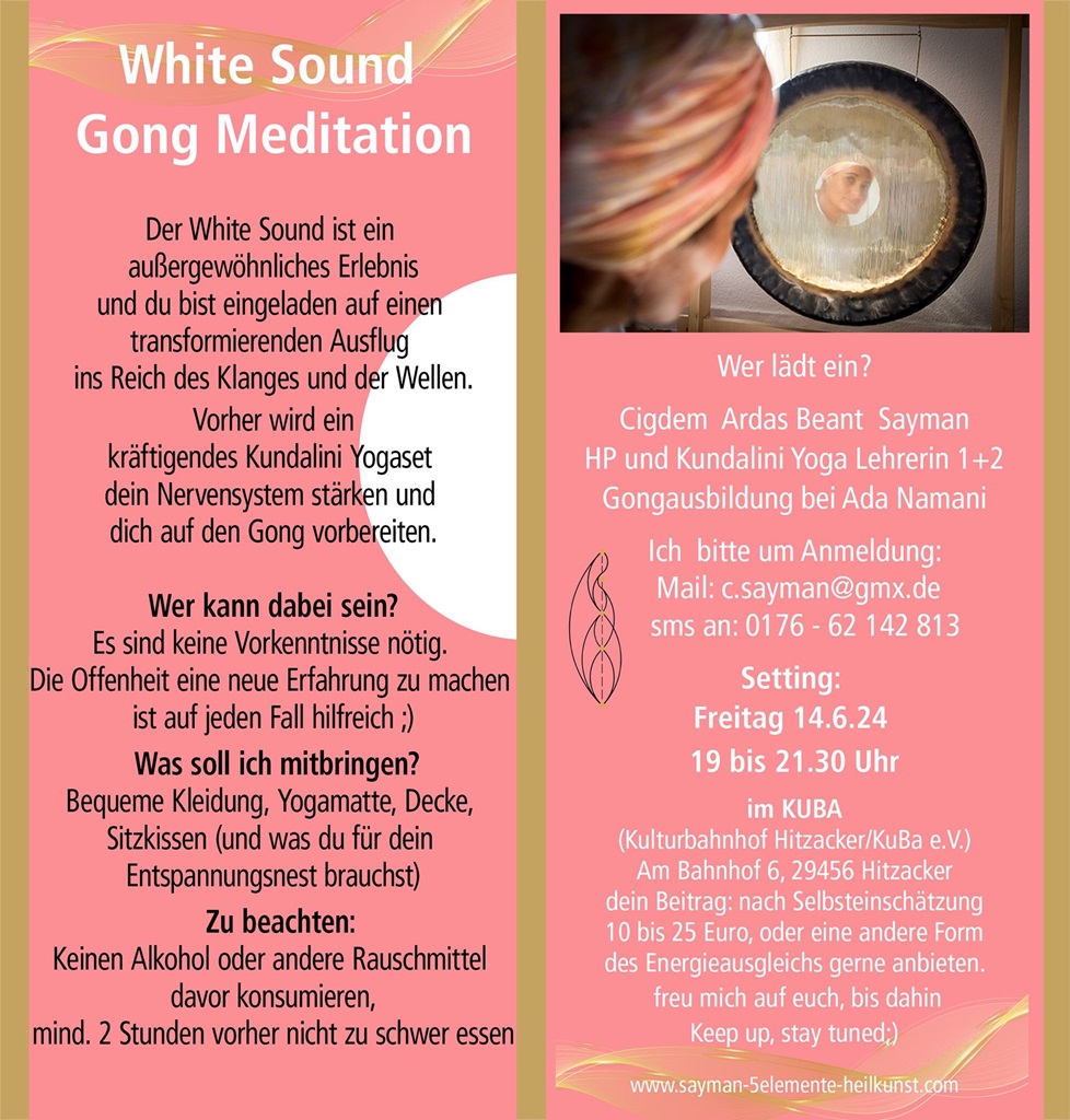 White Sound Gong Meditation am 14.06.24 um 19:00 Uhr
