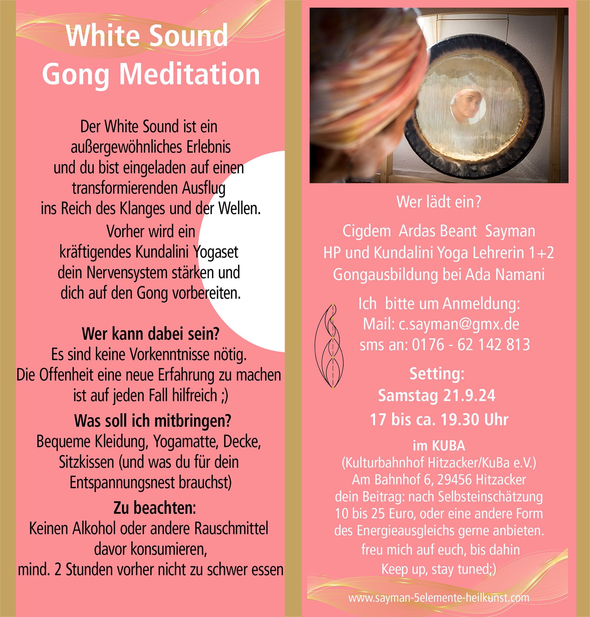 White Sound Gong Meditation am 21.09.24 um 17:00 Uhr